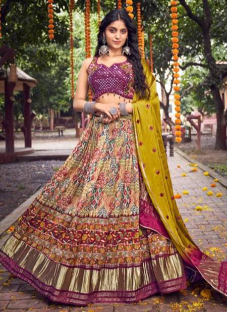 Purple Colour Anaara Tathastu New Latest Designer Ethnic Wear Exclusive Pure Gaji Satin Lehenga Choli Collection 102